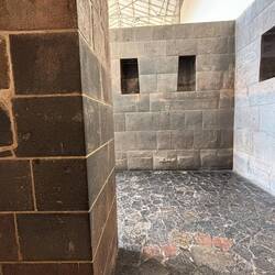 The wall on the left has mortar and is from the Spanish period. Wall behind is Inca with no mortar