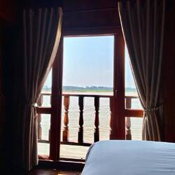 Blick aus unserer Kabine auf den Mekong