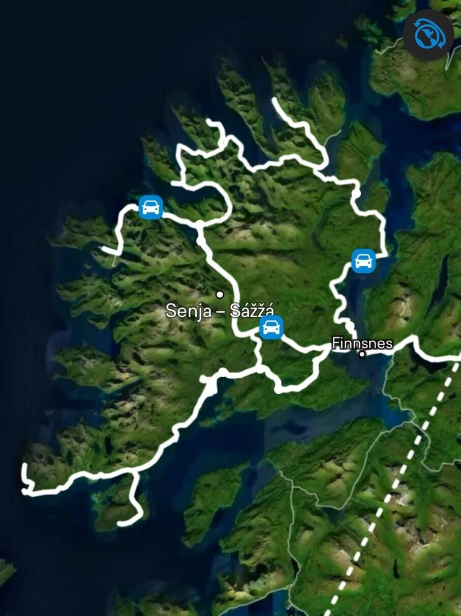 Our travel route around Senja over the past 5 days