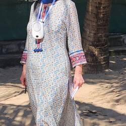 "A mermaid with fan"