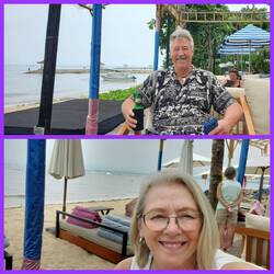 Eeeegads .. it was so hot we stopped for a cool one! H2O for me and a Bintang for the old boy!