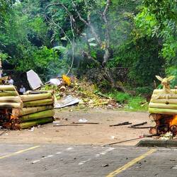 The cremation was still in process on our way back from our walk