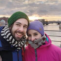 Romantisches Selfie bi Sunneundergang