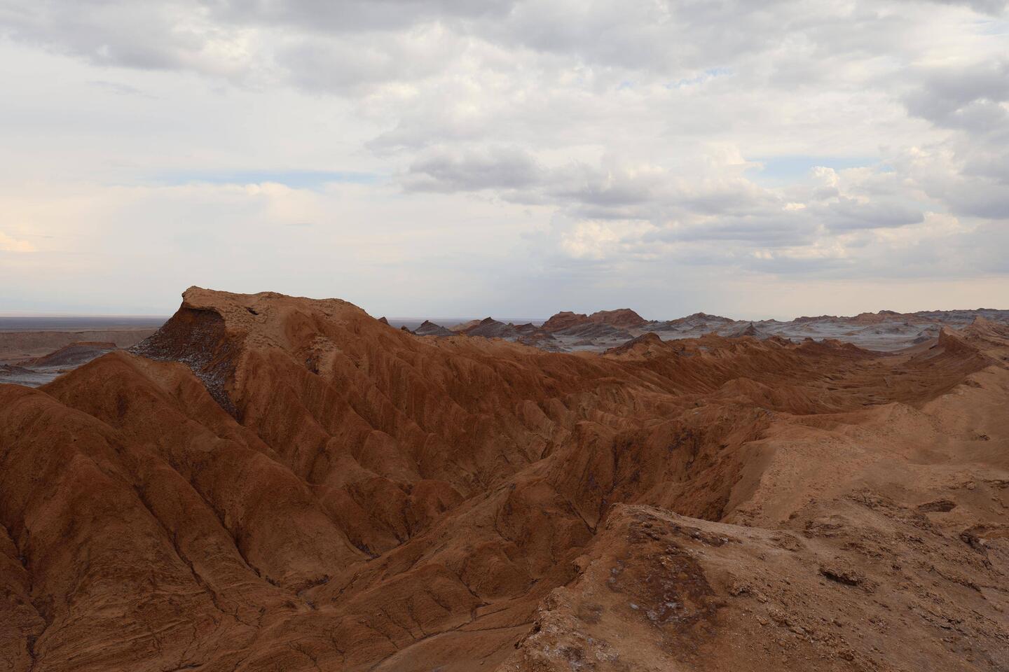 Under the covering of brown sand and dust is bright, white salt.
