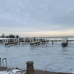 A marina minus the boats