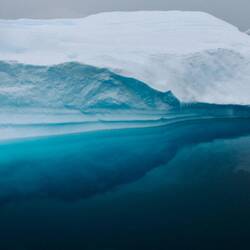 Large icebergs that the ship had to navigate around