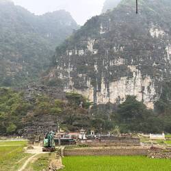 Cemetery in a rice paddy-common scene