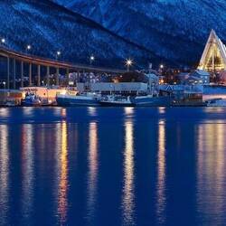 Beautiful view of the cathedral & bridge joining Tromsø to the mainland