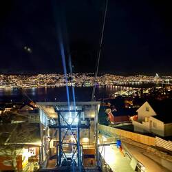 View going up from inside the cable car