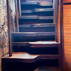 Stairs from the hull to the main deck cabin