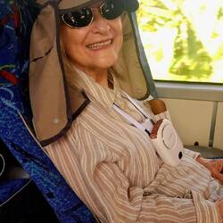 Mrs Safari with her hat and personal fan