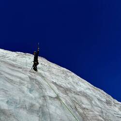 Chris up on the ice wall
