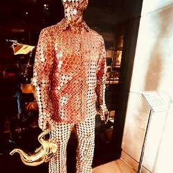 Another Dabbawala statue, by Valay Shende with watchfaces that symbolize their precision