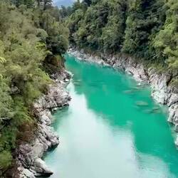 Hokitika Gorge. Chels didn't like how much the bridge was swinging
