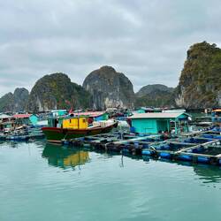 Huge floating village in LAN Ha bay. There were hundreds of houses
