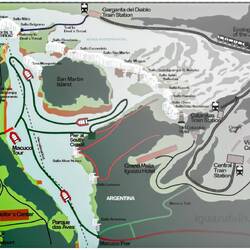 Map showing the Path of the Falls trail in Brazil — Iguazú Falls National Park.