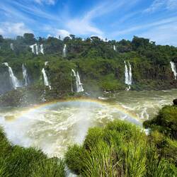 Rainbow time! — Argentinian falls from Brazil's Path of the Falls trail.