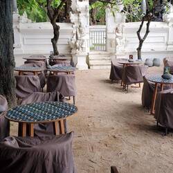 All the chairs are covered up!