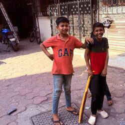 Kids getting ready to play cricket
