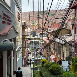 One of the downhill climbs. The orange you see at the skyline is all buildings.