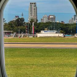 As we roll down the runway at AEP — Buenos Aires, Argentina.