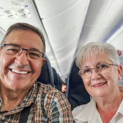Comfy in our seats, we are looking forward to re-visiting Ushuaia.