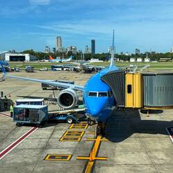 Our air chariot awaits to whisk us south to Ushuaia ... @ AEP — Buenos Aires, Argentina.