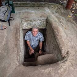 Roger exiting a larger tunnell