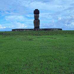 Moais were only given eyes for the burial ceremony itself, not sure why this one has eyes.