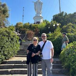 Statue of the Virgin Mary on the top of Cerro San Cristobal