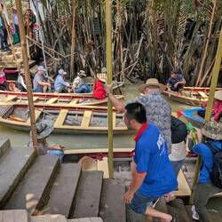 Boarding canoes for canal ride