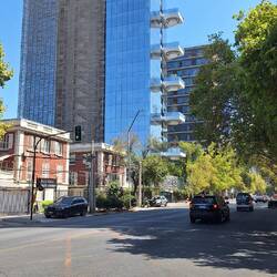 Huge new buildings, side by side with original structures.