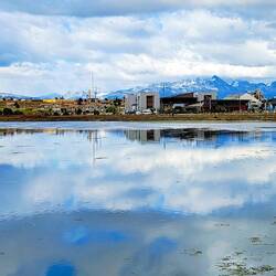 Reflections on Bahia Encerrada ... a nature reserve in the city — Ushuaia, Argentina.