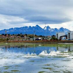 Reflections on Bahia Encerrada ... a nature reserve in the city — Ushuaia, Argentina.