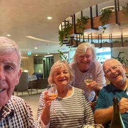 In the lounge waiting for the boarding call.