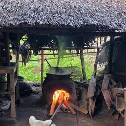 The next part of the sugar making process is to heat and cook it!