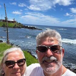 Walking the coast. It's a volcanic island