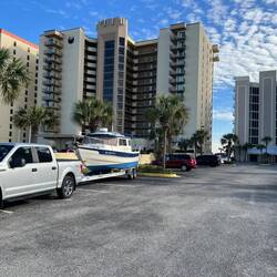 C-Traveler in the parking lot at Four Winds Condos in Orange Beach, AL