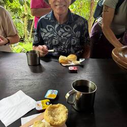 Enjoying damper & tea
