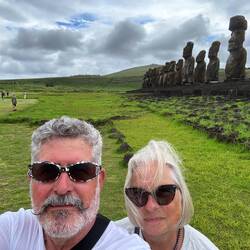 These 15 moai were reerected with the help of the Japanese