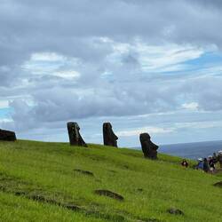 The terrain is so wide open that the moai can't be missed