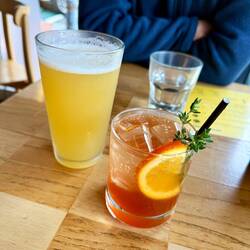 Drinks on Cuba Street after we got dry shoes and clothes