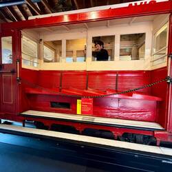 Cable car museum. The seats used to face outwards. Liked that they were on an angle for the slope