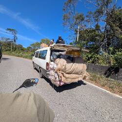 Overloaded bus on the way up to Bokor National Park