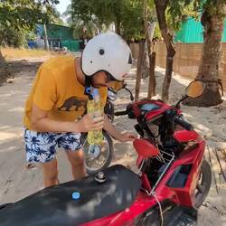 Riding scooters on Koh Rong is different...
