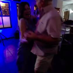 Dianne lending me her husband to do some Afrikaans Langarm/Sokkie dancing