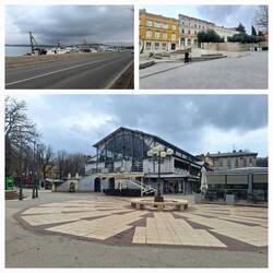 Unten die (heute geschlossene) alte Markthalle von 1903 aus Gusseisen und Glas