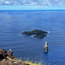 Cliff from which competitors had to jump and the islet to which they swam