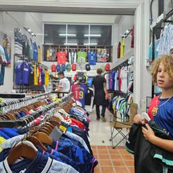 Football jersey shopping is a constant on the trip
