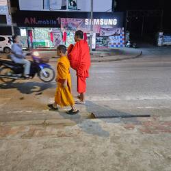 There are many temples, and many monks in L.P. Morning alms giving is a big tourist activity
